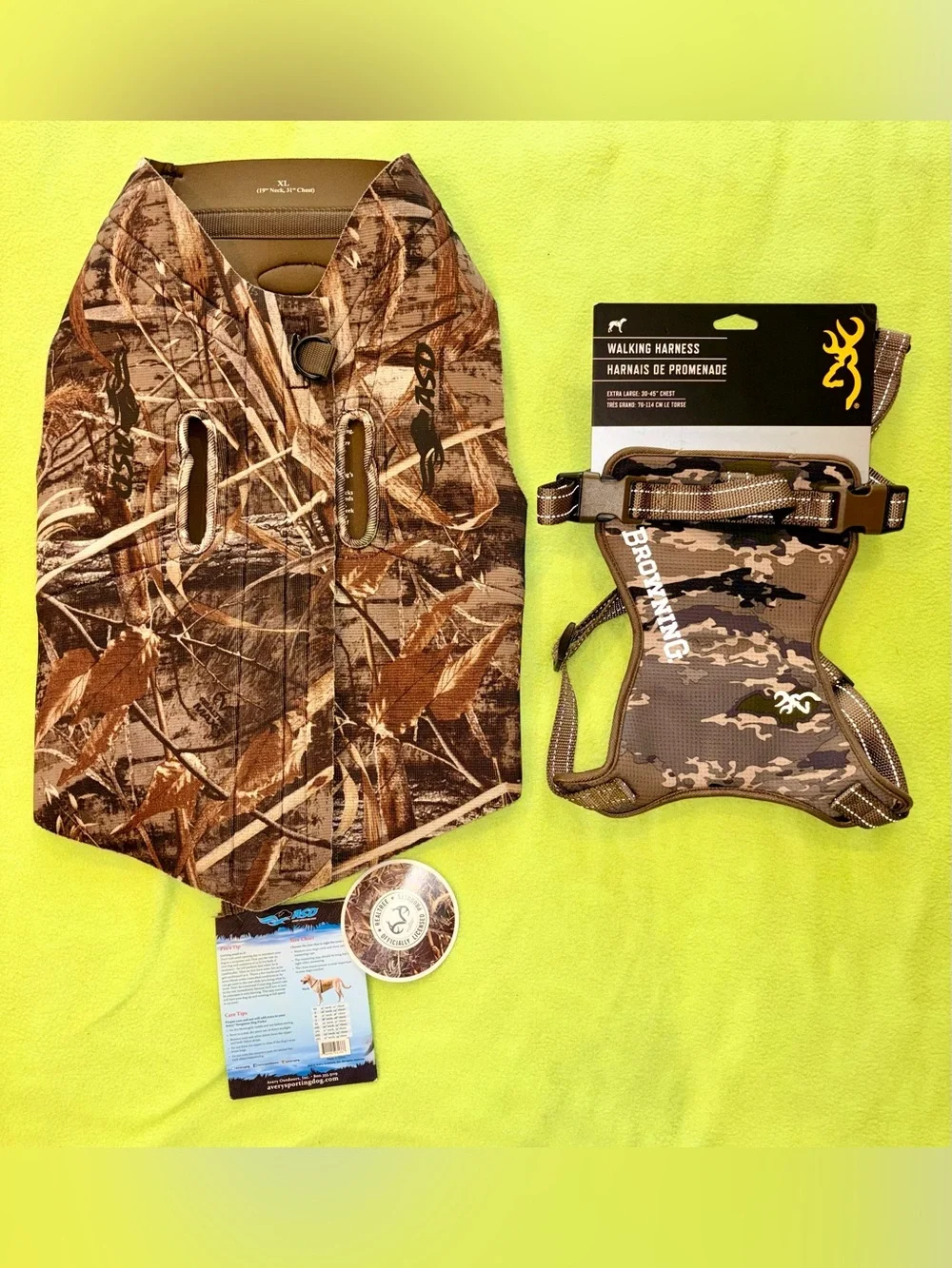 2 - Browning camouflage XL walking harness & ASD camouflage neoprene Dog Jacket